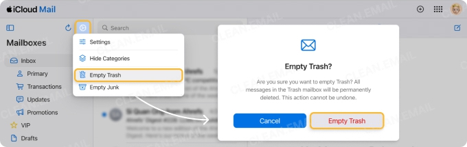 How to Empty Trash in iCloud Mail on the Web