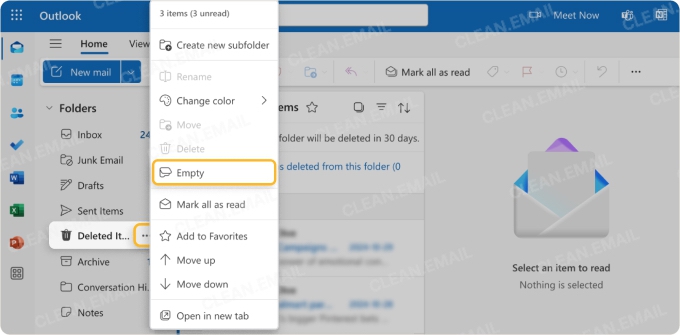 How to Empty Trash in Outlook on the Web