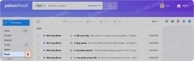 How to Empty Trash in Yahoo Mail on the Web