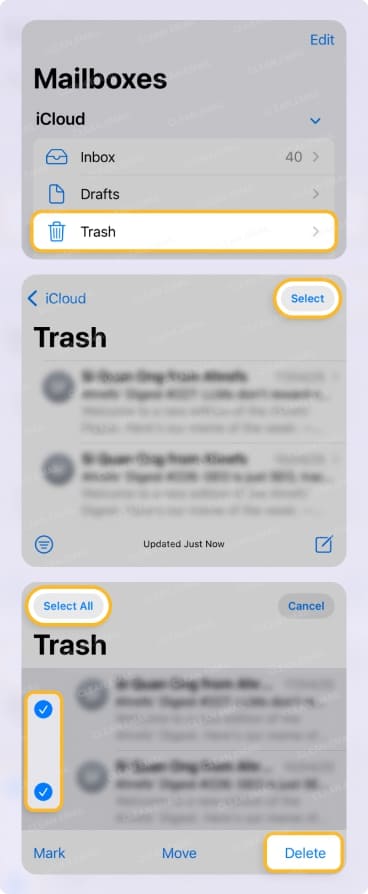 How to Empty Trash in iCloud Mail on Mobile
