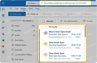 Delete old emails from one sender