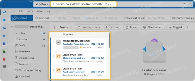 Delete old emails from one sender