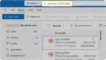 Find old emails by specific date in Outlook