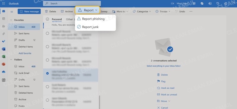Mark messages as spam in Outlook