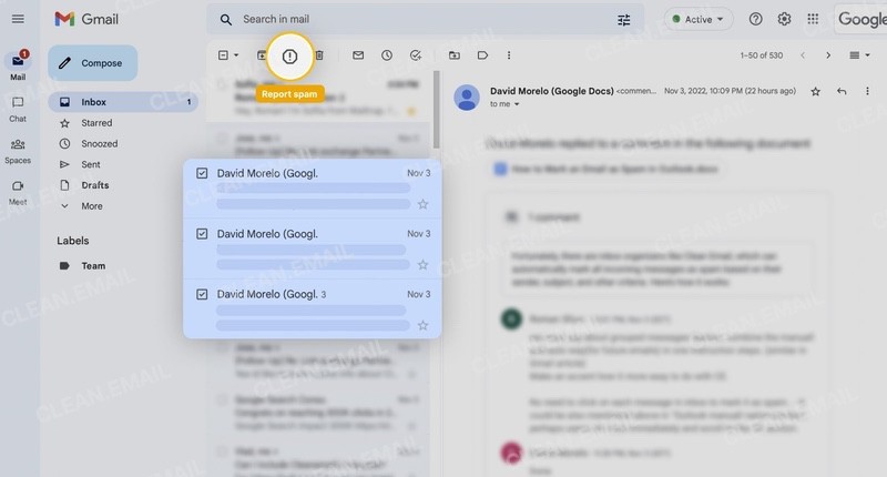 Mark messages as spam in Gmail