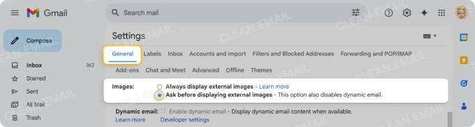 How to block images in HTML messages