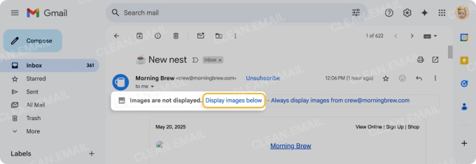 Block images in HTML messages