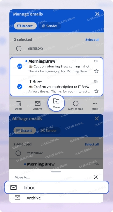Recovering one or multiple deleted emails in AOL mobile
