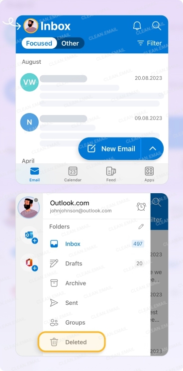 Recovering deleted emails in the Outlook mobile app