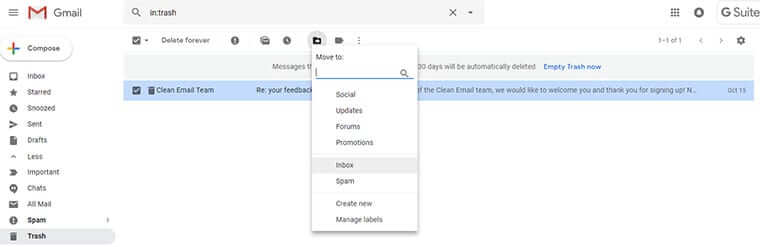 how to get back deleted emails from gmail