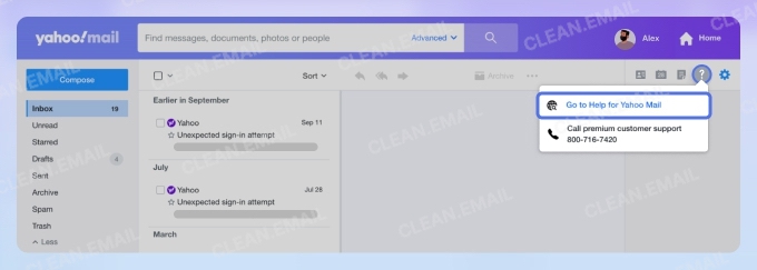 Send a Yahoo email restore request