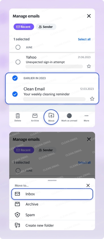 Yahoo mobile app email recovery screen