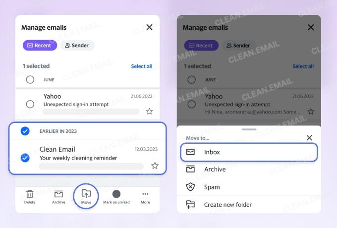 Yahoo mobile app email recovery screen