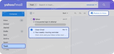 Recovering deleted emails on the Yahoo web app