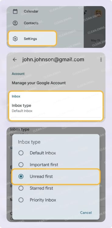 Sort Gmail by unread on Android