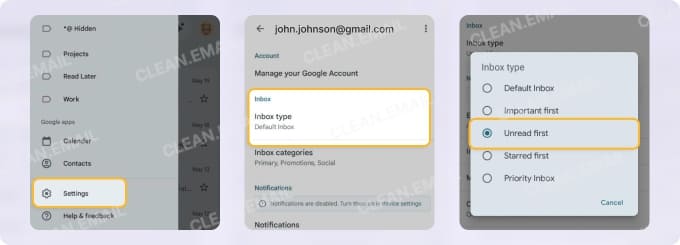 Sort Gmail by unread on Android