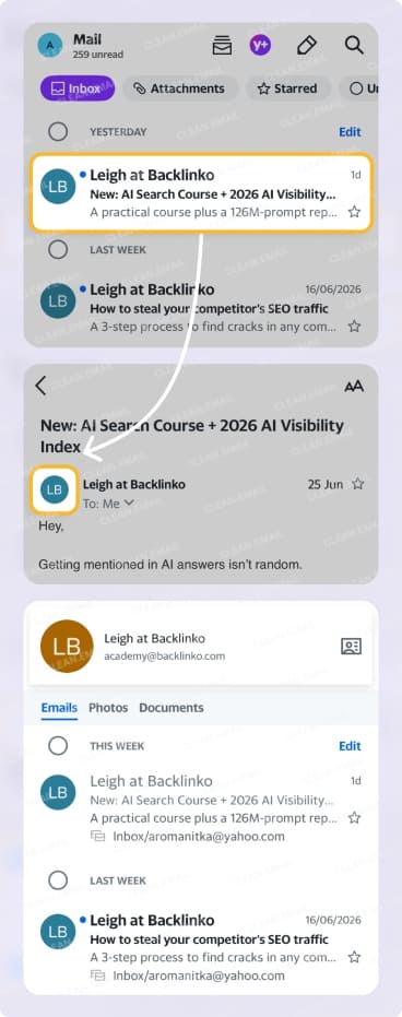 How to sort by sender in Yahoo mail on mobile