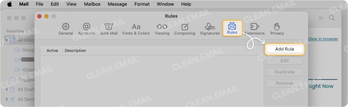 Apple Mail rules for filtering unsubscribe emails on Mac