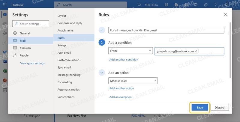 Outlook filters and rules for managing email subscriptions