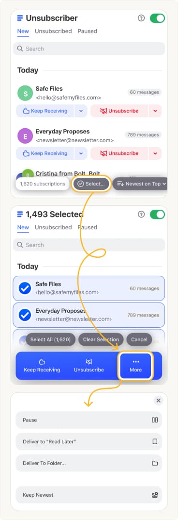 Unsubscriber feature in Clean Email