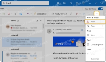 Block Sender option in Outlook