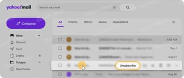 Yahoo Mail’s Unsubscribe option
