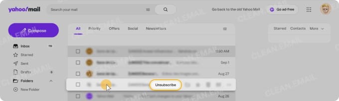 Yahoo Mail’s Unsubscribe option