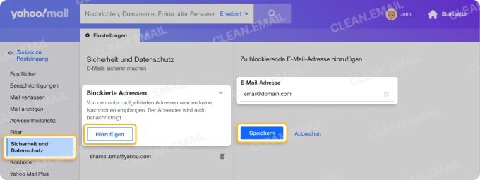 Spam-Filter einrichten in Yahoo