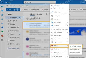 Spam-Mails melden in Outlook
