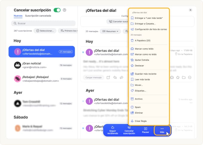 Otras opciones para darse de baja de correos no deseados