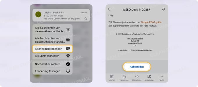 E-Mails in der Yahoo Mobile App abbestellen