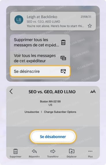 Se désabonner des e-mails dans l'application mobile Yahoo