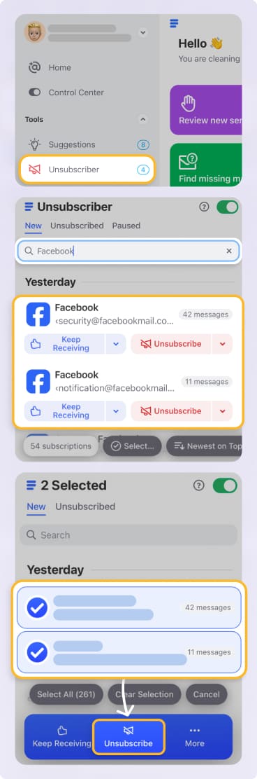 How to Unsubscribe from All Facebook Emails with Block Feature in Clean Email