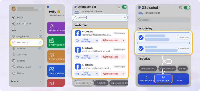 How to Unsubscribe from All Facebook Emails with Block Feature in Clean Email