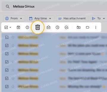 Delete unneeded emails; they stay in Trash for 30 days before permanent removal
