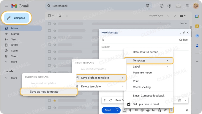 Desktop Gmail offers full-screen view, multiple inboxes, and email templates