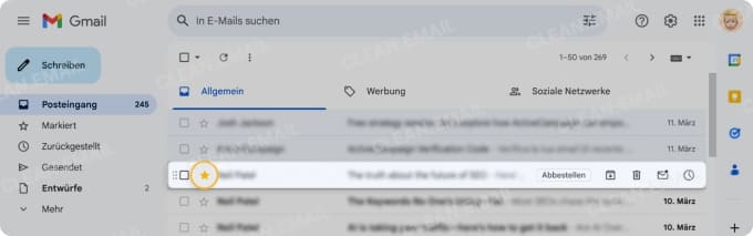 Sterne und Markierungen verwenden in Gmail auf Desktop