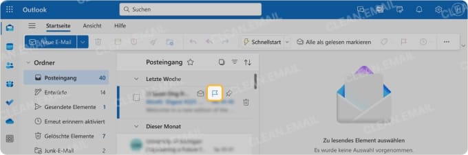 Markieren einer Nachricht in Outlook auf Desktop