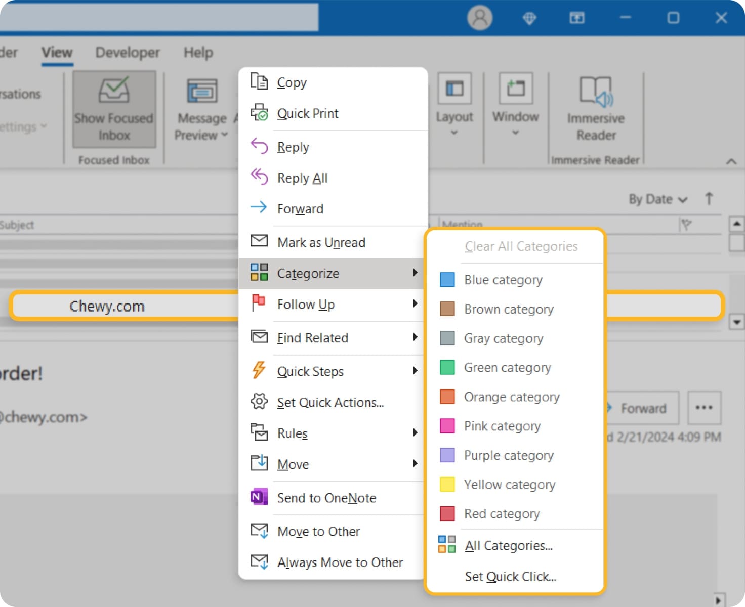 how to organize my outlook email