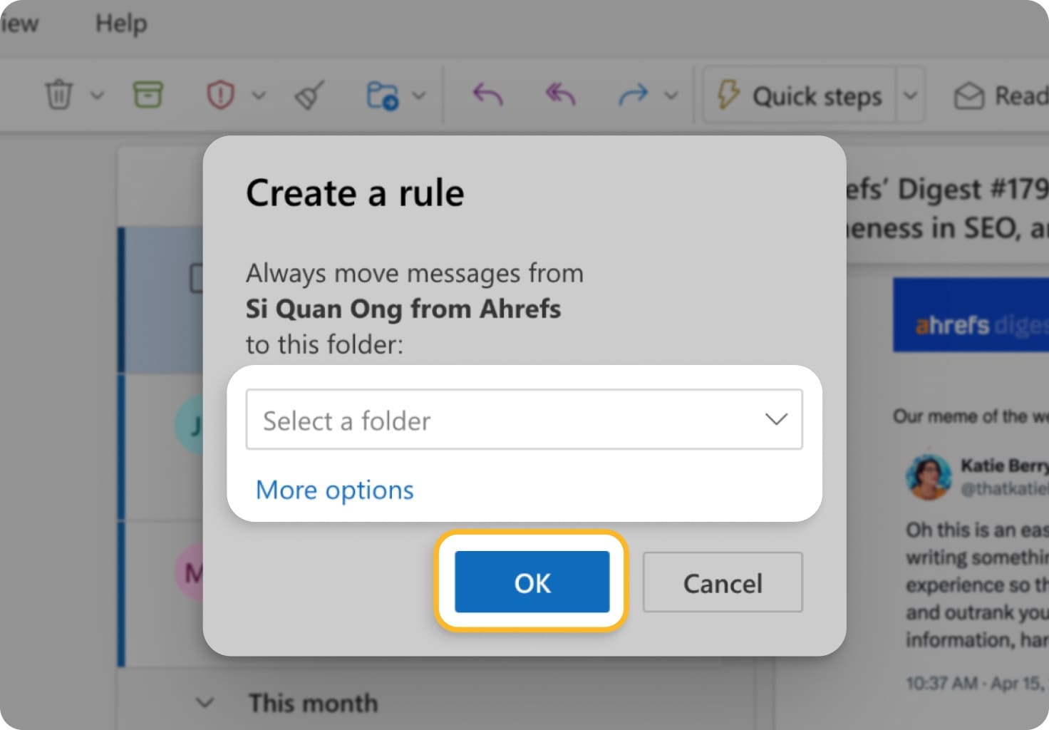 organize outlook email by conversation