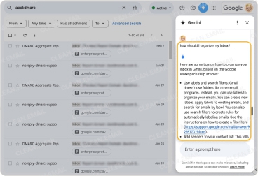 Gemini label suggestions for automatically organizing Gmail emails