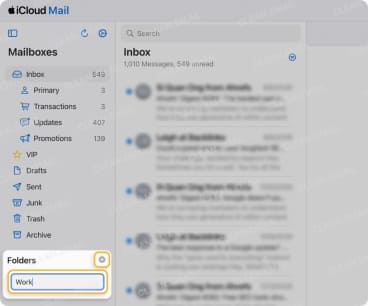 How to create a folder in iCloud.com Mail
