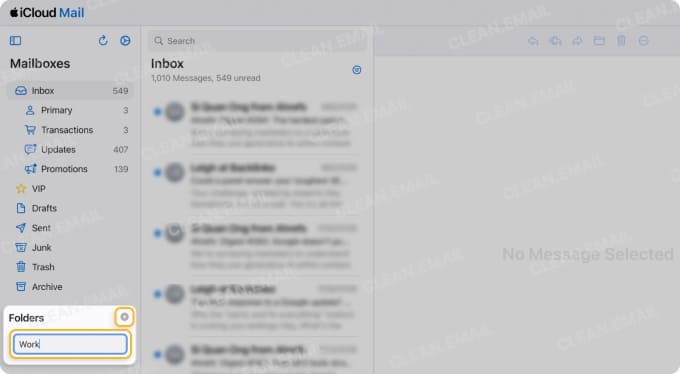 How to create a folder in iCloud.com Mail