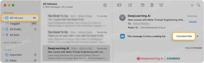 Unsubscribe from emails in Apple Mail with one click or tap