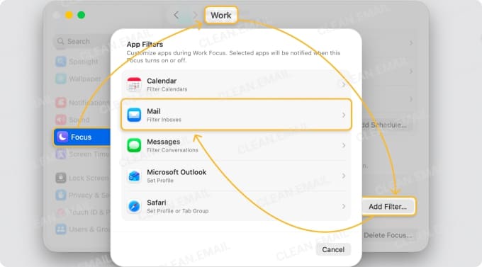 How to add an email account in the Mac Focus