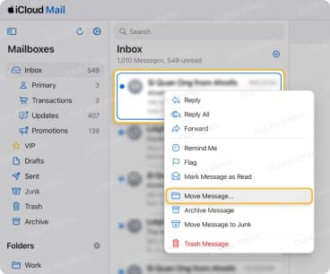 How to move an email to a new folder