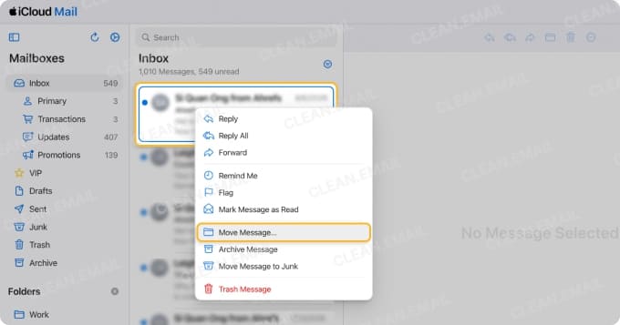 How to move an email to a new folder