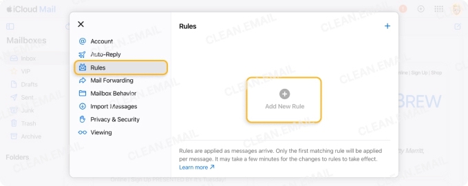 Set up rules to sort incoming mail