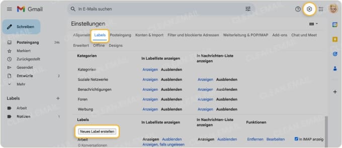 E-Mails mit Labels und Ordnern organisieren In Gmail