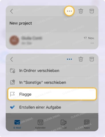 Markieren einer Nachricht in Outlook auf Mobilgerät